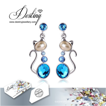 Gato de destino joyas cristales de Swarovski pendientes pendientes